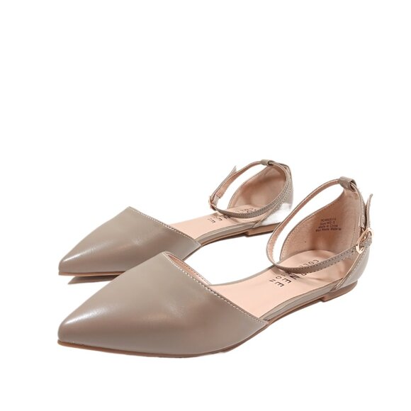 Journee Collection Reba Sandals Womens 6 Taupe Faux Leather Dress Flats New - Picture 5 of 5